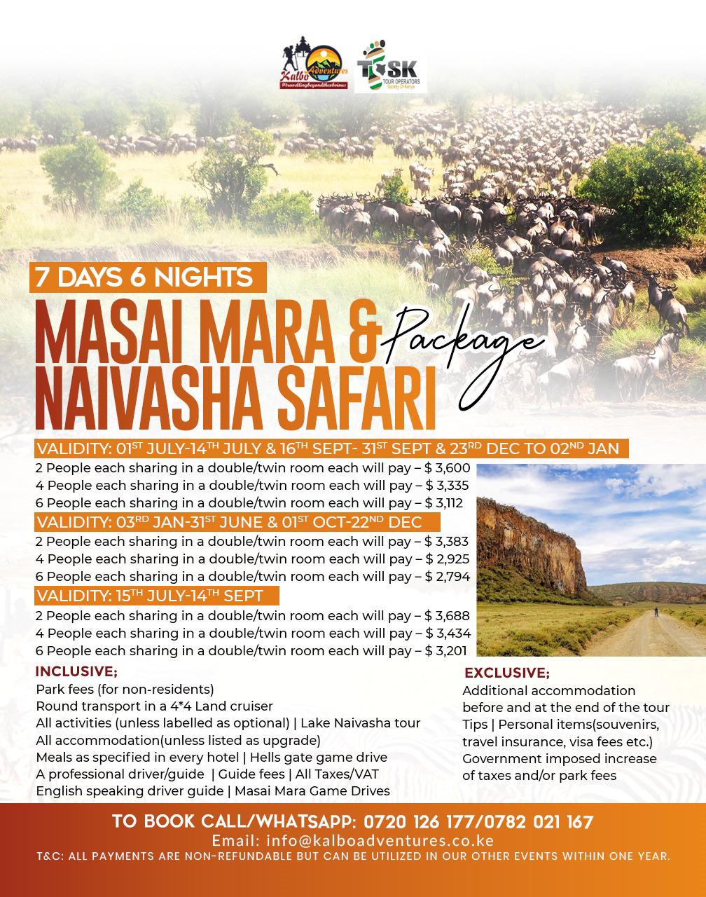 Masai Mara -Naivasha Safari